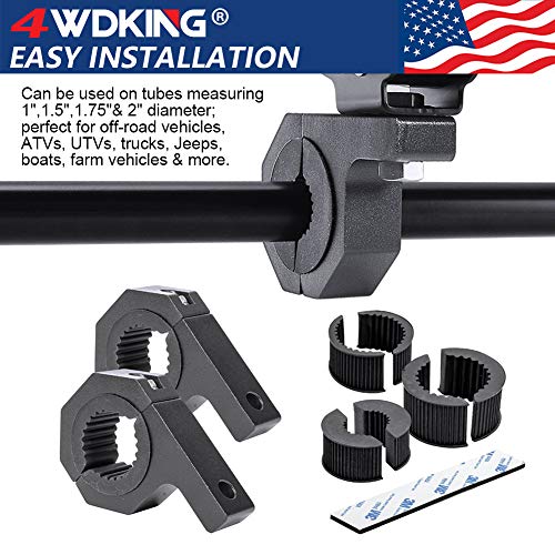 Horizontal Bar Clamp Mounting Kit 4WDKING 2PCS 0.75/1/1.25 LED Light
