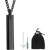 NIIIYTYB Urn Necklace for Men Pendant Cremation Ashes Jewelry That Holds Human Ash Mens Memorial Necklaces to Hold Creamated Remains Stainless Steel Ash Holder Urns Black Pendant