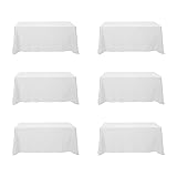 BRILLMAX 6 Pack White Tablecloths for 6 Foot