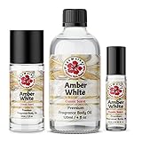 WagsMarket - Amber White Perfume Oil, Choose from 0.33 oz Roll On to 4 oz Glass Bottle, (0.33oz Roll On)