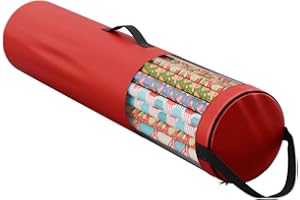 Primode Wrapping Paper Storage Bag | Wrapping Paper Organizer Under Bed for Storing Multiple Rolls of Gift Wrap, 42” Length Container Constructed of Durable 600D Oxford Material (Red)