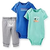 Carter's Baby Boys 3 Piece Bodysuit & Pant Set (Nb-24 Months)(bear)