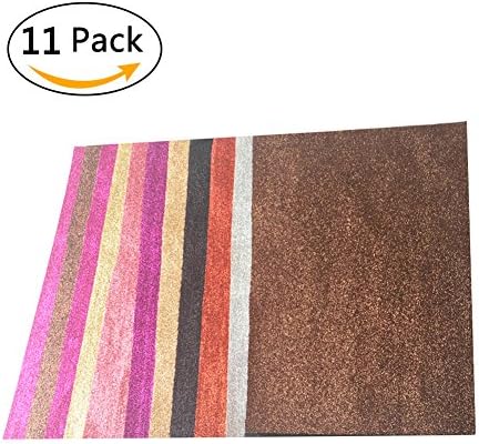 Glitter Fabric Super Shiny Stereoscopic Sequins Fabric 11 pcs 9.8" x 13.8" (25cm x 35cm) Thick Canvas Back Craft DIY Craft Assorted 9 Colours