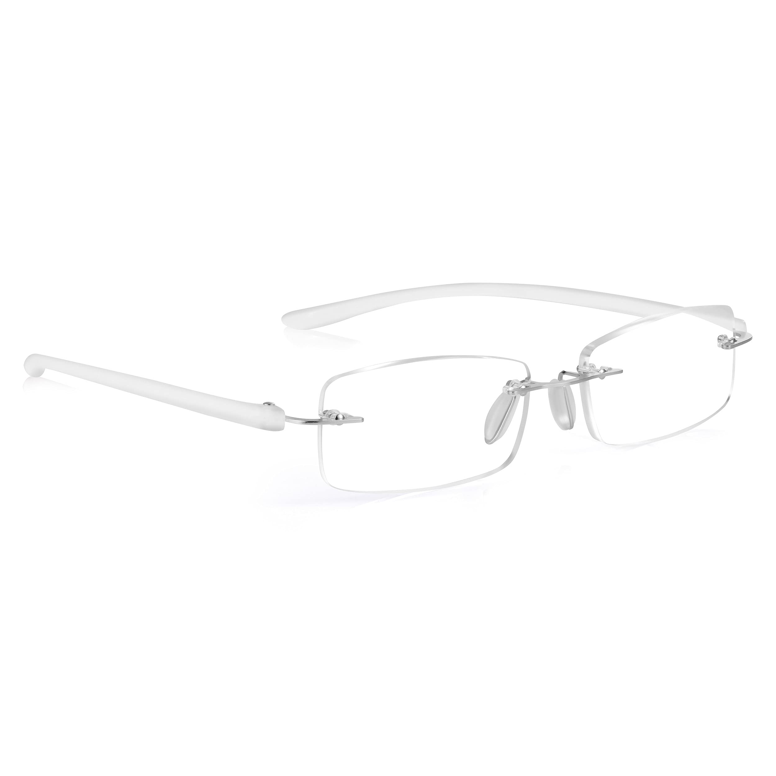 Read Optics 2.5 Glasses for Reading, Womens Mens Rimless Ready to Wear Readers, Stylish Quality Clear White Frames, Everyday Essentials — image 1