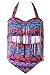 Spring Fever Women Plus Size High Waist Retro Braided Fringe Top Two Piece Swimwear Swimsuit Bikini Set D Triangle XXX-Large
