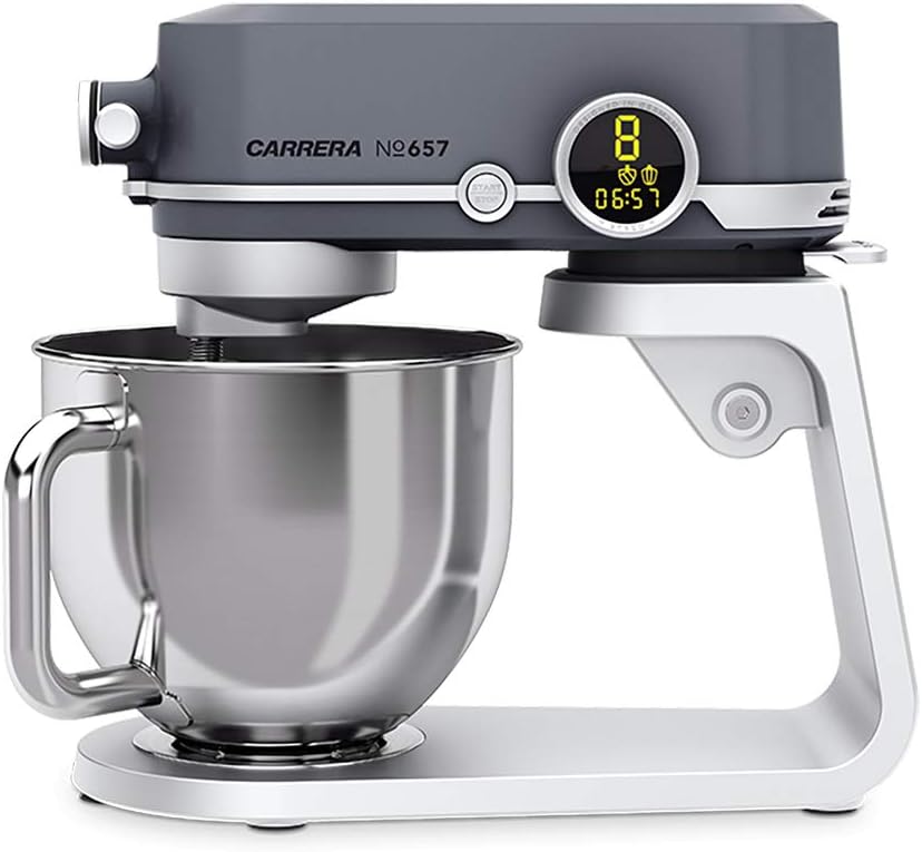 CARRERA Stand Mixer №657, Stainless Steel Quiet Food Processor with 8