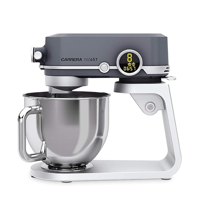 CARRERA Küchenmaschine No 657, Testsieger, 800 Watt, 5l, Edelstahl-Rührschüssel, Planetarisches Rührsystem