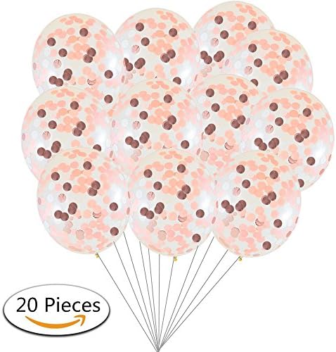 Rose Gold Confetti Balloons 20 Pieces,12 Inches Party Balloons Rose Gold Foil, Light Pink and White Confetti Dots For Wedding Engagement Birthday Party Events