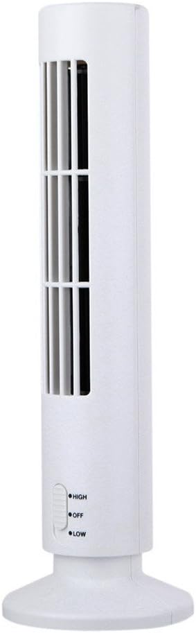 Mini Portable Remote Control USB Cooling Air Conditioner Purifier Tower Bladeless Desk Fan,Timer Shut-Off Function & Dust Filter (White)