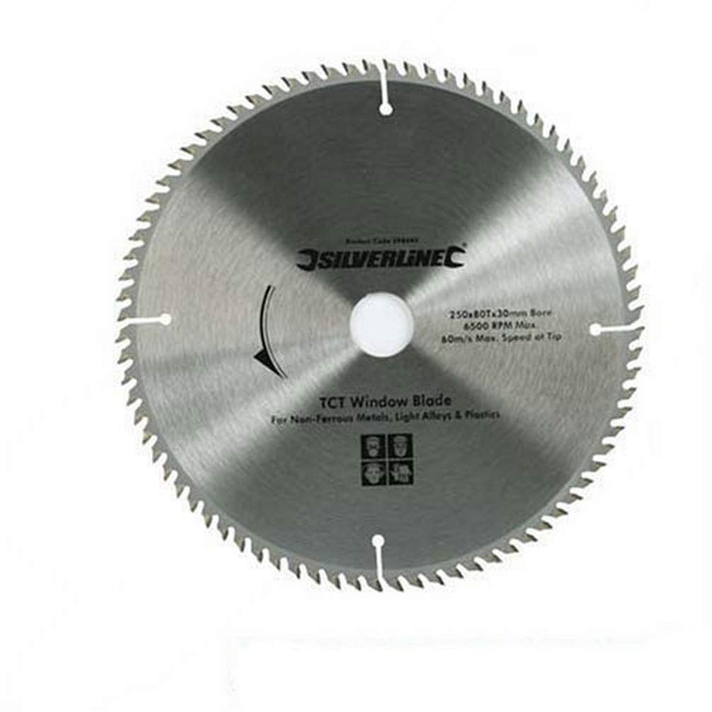 Silverline 598444 TCT UPVC Window Blade 80T 250 x 30 - 25, 20, 16 mm Rings