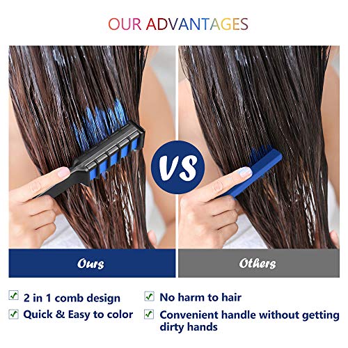 BALHVIT Hair Color Chalk Comb Set, [10 Bright Colors] Washable Hair Chalk for Girls Gifts, Popular Chalks on Birthday Cosplay Halloween Party, Non-Toxic Temporary Hair Chalk Pens Safe for Kids, Teen - Thumbnail 3