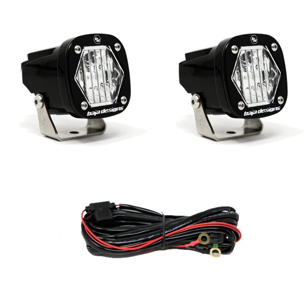 Photo 1 of Baja Designs S1 LED Auxiliary Light Pods - Universal Fit with Wiring Harness, 2 LEDs (Wide Cornering; Clear)