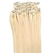 Grammy 20 Inch 7pcs Remy Clips in Human Hair Extensions 70g with Clips for Highlight (20inch, 613 Bleach Blonde)
