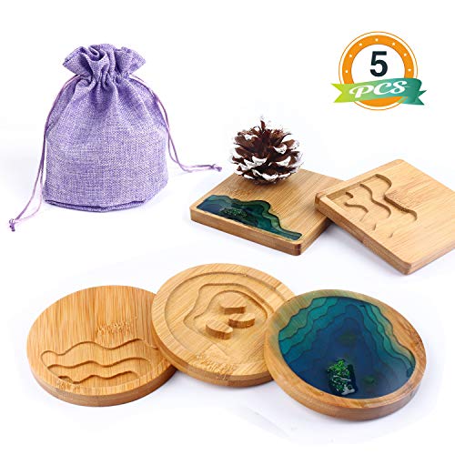 LET'S RESIN Wooden Coaster Molds, 5PCS Epoxy Resin Molds for Wooden Coasters, Square/Round Style (Side Length/Diameter 3.54"), Wooden Resin Molds for Crafts DIY, Coasters Making - Thumbnail 6