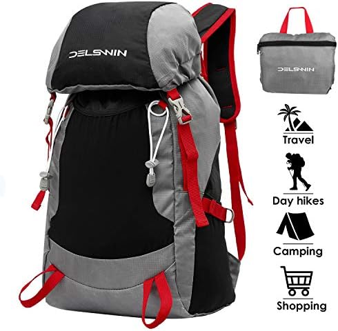 DELSWIN Lightweight Packable Backpack Water Resistant Hiking Daypack - Foldable Camping Outdoor Bag