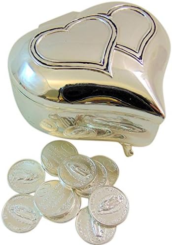 Colección de unión matrimonial con caja de metal y arras de ...