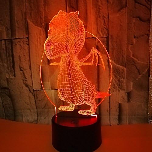 Dragon Lights 3D Optical Illusion Night Light for Kids, WORLD Led 3D Dinosaur Touch Table Lamp with 7 Chage Colors and Usb Powered, Cool Dinosaur Gifts Toys for Children/Boys/Lover Birthday