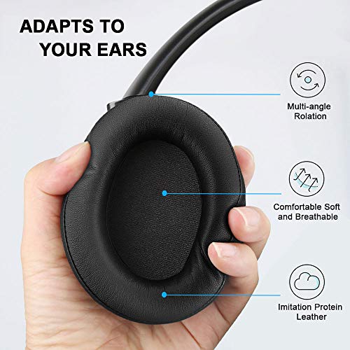 Casque Bluetooth sans Fil, Tecknet Casque Audio Stéréo Hi-FI Oreillette Bluetooth 5.0 avec 16 Heurs de Lecture, Cache-Oreilles Confortable et Son Haute Fidélité pour iPhone/Android/Tablettes/PC