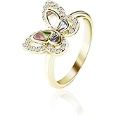 Redsprit Butterfly Ring for Women Dainty Cute Band Rings Promise Wedding Engagement Ring Jewelry Gifts for Anniversary Birthday Christmas, Size 6-9