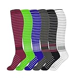 Compression Socks Unisex 6 Pairs 20-30 mmHg Medical Grade Stocking (6 Color, S/M)