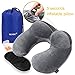 MLVOC Travel Pillow, Inflatable Neck Pillow with Ear Plugs, Eye Mask and Drawstring Bag, Grey