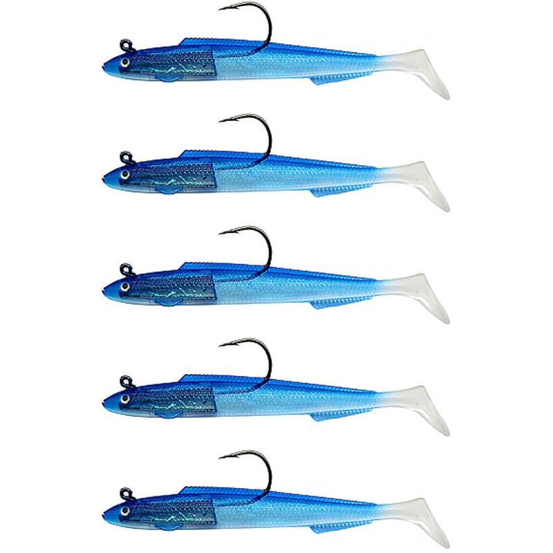5PCS Blue Paddle Tail Swimbaits - Soft Plastic Fishing Lures with Jig Head Kits for Bass, Trout, Redfish - Saltwater & Freshwater