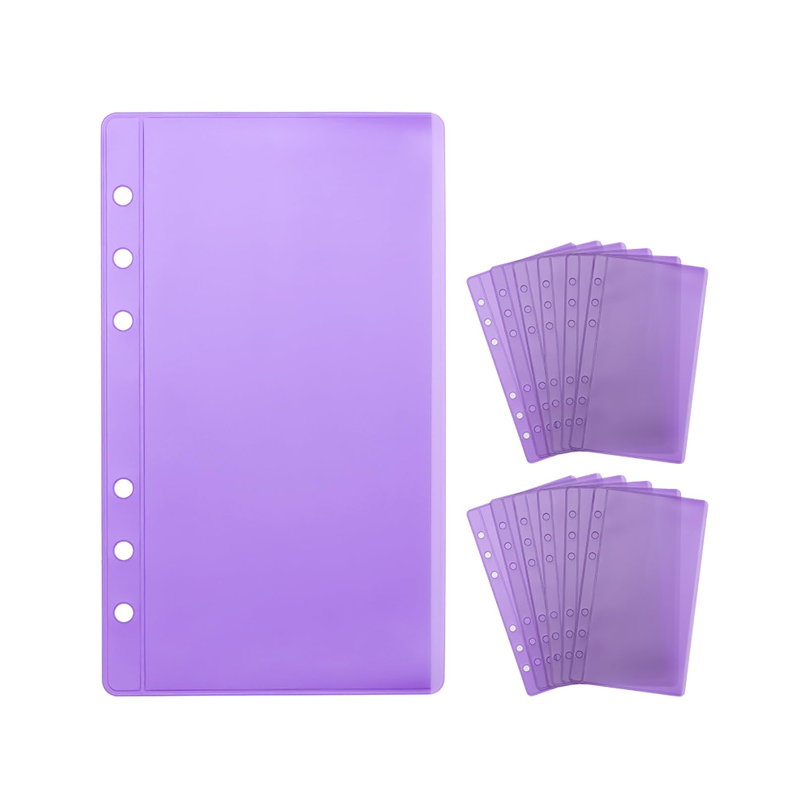 NatSumeBasics 12 Purple A6 Binder Pockets Zipless Cash Envelopes Budget Binder Inserts for 6 Ring A6 Binders Organizer Photos Cards Bills (Purple)