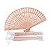 Sepwedd 50 Set Sandalwood Fan Wooden Hand Fan Baby Shower Party Favors with Organza Bags and Tassels Wooden Folding Fan