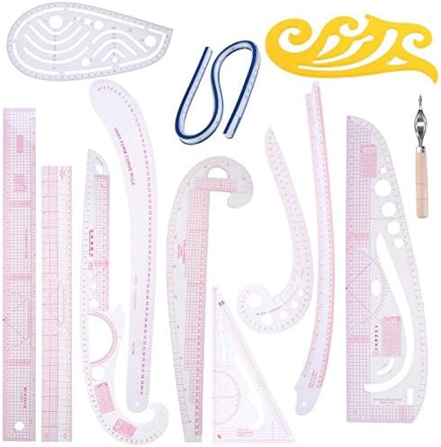 5/6/13Pcs Sewing Ruler Yardstick Sleeve Arm French Curve Ruler Set Cutting Rulers for Sewing Cutting Knife DIY Sewing Tools