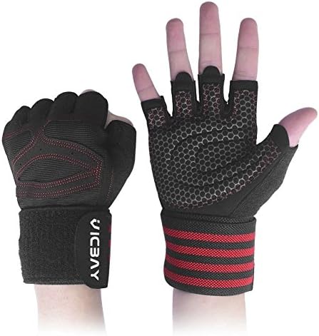 VICBAY Gym Gloves with Wrist Support, Ultralight Sport Gloves with Microfiber Padded Shockproof Sponge for Weight Lifting Crossfit Bodybuilding Training Workout Exercise for Men &amp; Women (S)