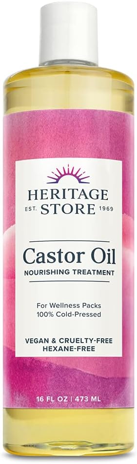 HERITAGE STORE Castor Oil 16 Oz Hexane Free Pure Cold Pressed Skin Soothing