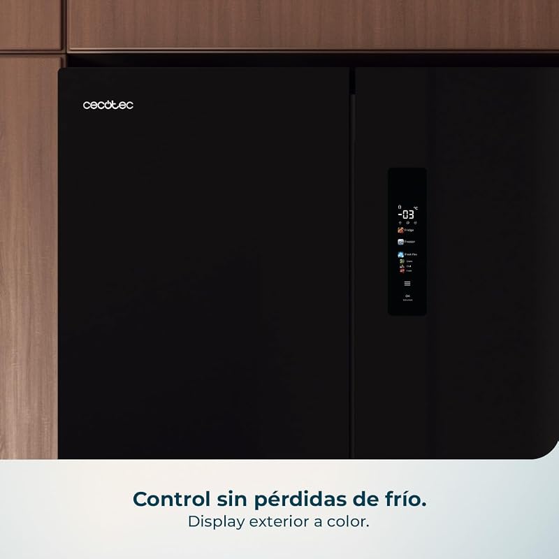 American Refrigerator 4 portas Bolero CoolMarket 4D 503 Black Glass D. 503 L, Altura 177,5 cm, Largura 85 cm, Total NoFrost, Motor Inversor, Multi AirFlow, Ecrã Tátil
