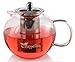 Camellia Teapot with Removable Stainless Steel Infuser, Borosilicate Glass, Loose Leaf Tea Kettle Stove top Safe - Holds 5 Cups 40 Ounce 1200ml