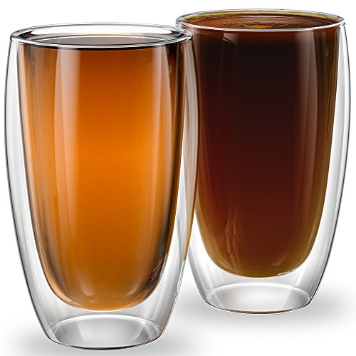 Stone & Mill Set Of 2 Large Double Walled Glass Coffee Cups, Messina