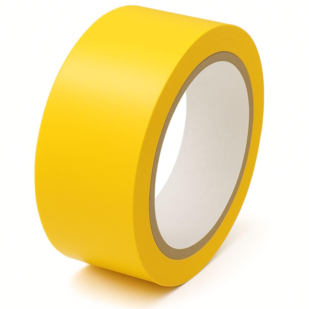 GTSE 50mm x 33m, Yellow, PVC Vinyl Floor Tape, 1 Roll, Safety Marking Tape, 0.15mm Thick, Suitable for Dance Floors, Gyms, Warehouse, Sports Industry