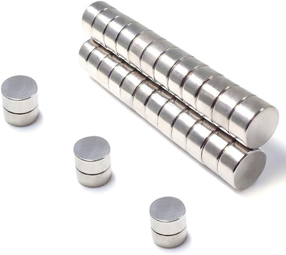 Qiopes Round Magnets For Refrigerator, 50Pcs 10MM x 3MM Stainless Steel Craft Magnet, Durable Mini Magnets For Multi-Use (silver)