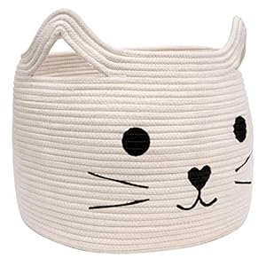 HiChen Large Woven Cotton Rope Storage Basket, Laundry Basket Organizer for Towels, Blanket, Toys, Clothes, Gifts | Pet…
