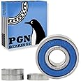 PGN (4 Pack) 6201-2RS Bearing - Lubricated Chrome Steel Sealed Ball Bearing - 12x32x10mm Bearings with Rubber Seal & High RPM Support