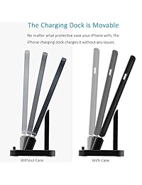 atophk 4 en 1 multifunción de soporte de carga Soporte de carga Dock Station aluminio Mesita de noche soporte de computadora para Apple iWatch airpods iphonex iPhone 8 8plus 7 7plus 6S 6Plus (Negro)