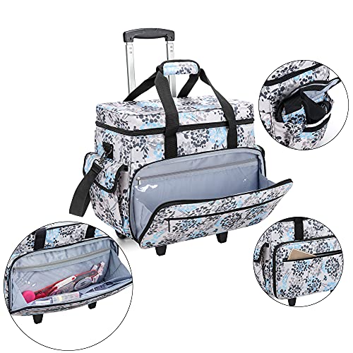 Teamoy Sewing Machine Case on Wheels, Rolling Sewing Machine Tote with