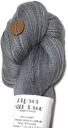 Hand Dyed Alpaca Silk Yarn, Solid Charcoal, Lace Weight, 100 Grams, 875 Yards, 70/30 Baby Alpaca/Mulberry Silk