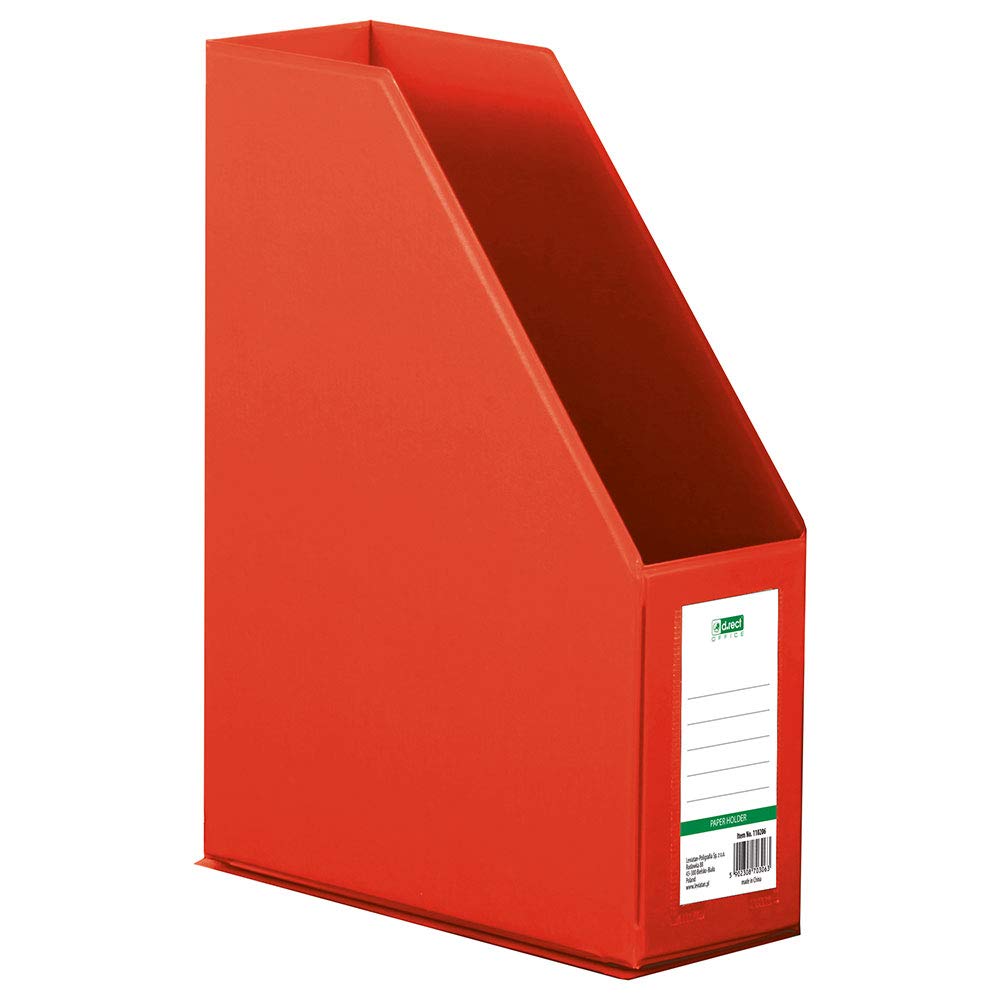 D.RECT Plastic Organiser Magazine Rack with Viewing Window for Writing on PVC A4 90mm Foldable Red 110205