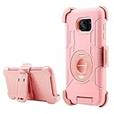 Galaxy S7 Edge Case, Galaxy S7 Edge Holster Case, S7 Edge Case, BENTOBEN Swivel Rotating Kickstand [Belt Clip Holster] Hybrid Heavy Duty Rugged Protective Case for Samsung Galaxy S7 Edge, Rose Gold