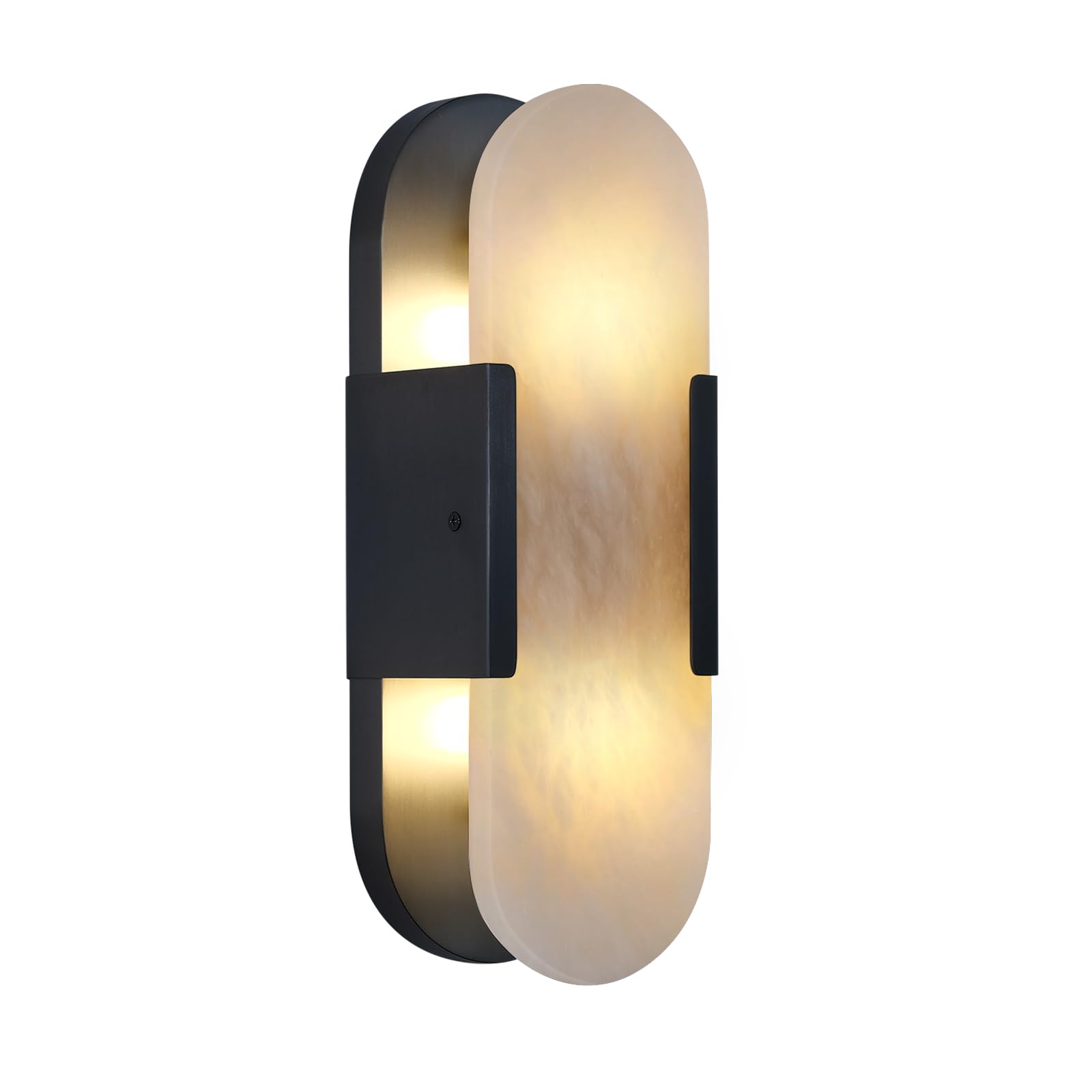 Photo 1 of Sucelating 13.8 inch Matte Black Alabaster Sconces,Indoor Marble Wall Sconces, Alabaster Sconce for Living Room Modern Alabaster Sconces Wall Lighting for Bathroom Dining Room, Stairs, Bedroom