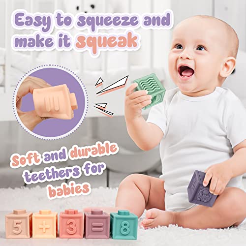 Abellzos Baby Soft Blocks, Stacking Building Blocks, Baby Toys Teething ...