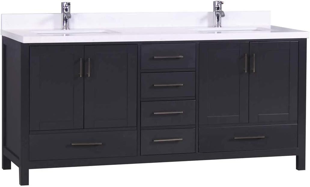 Amazon Com Golden Elite Cape Town Bathroom Vanity Grey With White Quartz 60 Vanities Home Kitchen