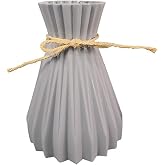 Houkiper Plastic Vase, Gray | Ceramic Look, Unbreakable, European Wedding, For Home Decor, Living Room, Table, Office