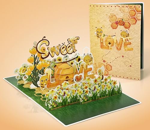 CUTPOPUP The Bees Love – 3D Anniversary Card, Wedding Anniversary Card, Birthday Card, Wedding Greeting Card, Gift Card, Original Gifts for Women (Bees Love) US8-LO146ES