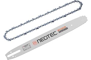 NEO-TEC 18 inch Replacement Guide Bar 39272 and Chainsaw Chain Combo- 3/8" LP Pitch, .050" Gauge, 62 Drive Links Fits for Poulan Kobalt Echo Ego Greenworks (1 Chain+ 1 Bar)