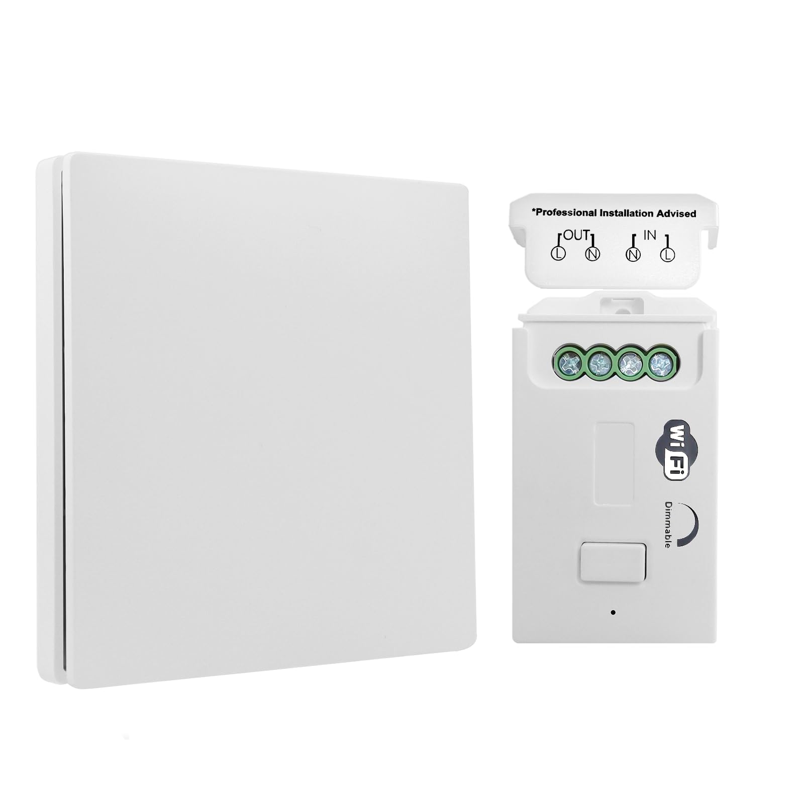 Wireless Kinetic Switch, LED Dimmer Light Switch Kit with Receiver, No Wiring Battery-Free Remote Control for Dimmable LED Lights, Self-Powered Wall Mounted Dimmer Switch — image 1